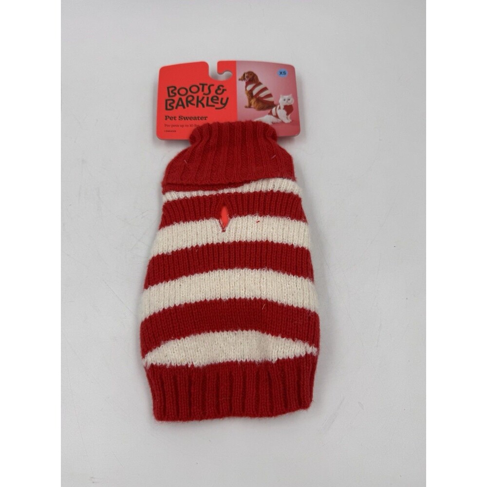 Boots & Barkley Red White Stripe Pet Sweater Size XS Pets Up To 10lbs
